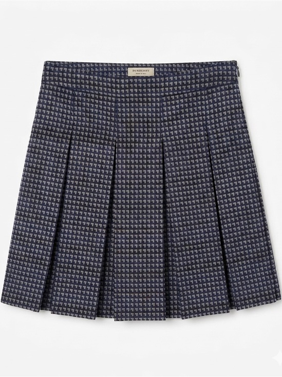 Burberry Dresses & Skirts - Burberry London Vintage Navy & Grey Geometric Plaid Pleated A-Line Mini Skirt